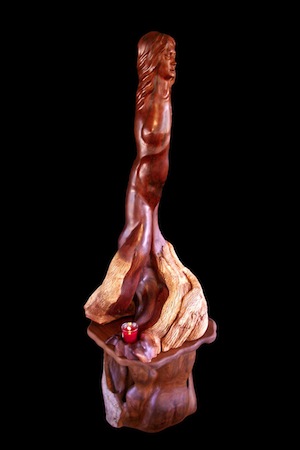 Deepavali Mythri..carved by Guy Breay from a Flame She Oak tree stump